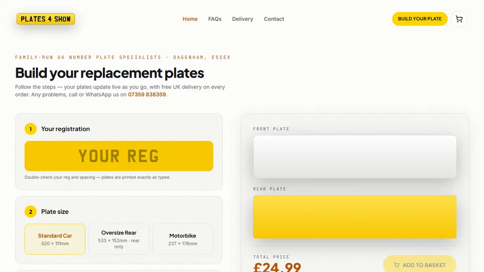 Screenshot of the Plates 4 Show website