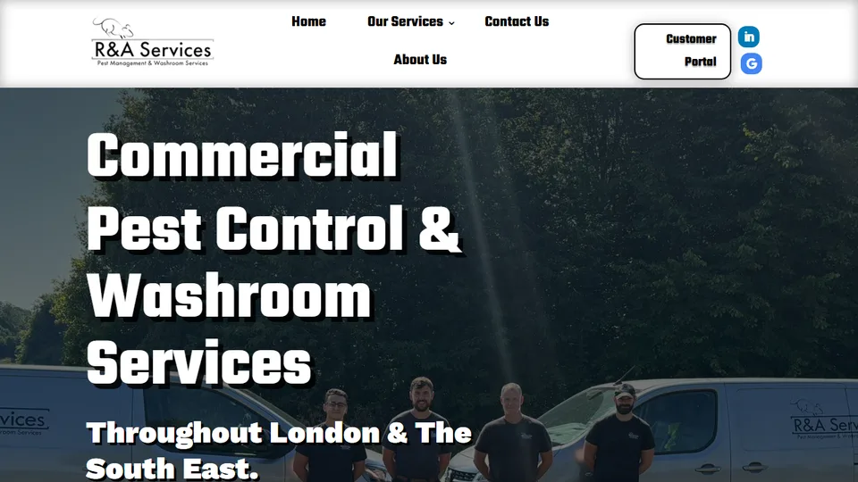 Screenshot of the R&A Services website